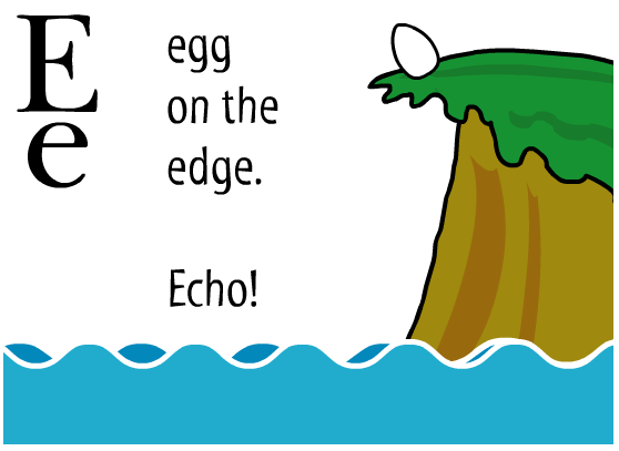 Ee: Eggs on the edge. Echo!
