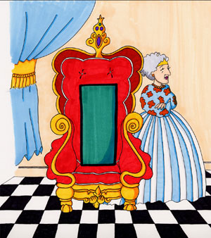 Queen with rectangle on throne