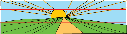 road, grass, and sunshine picture of perspective based on the Hering Illusion